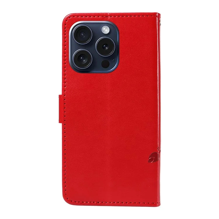 For iPhone 15 Pro Butterfly Flower Leather Cover Wallet Flip Phone Case
