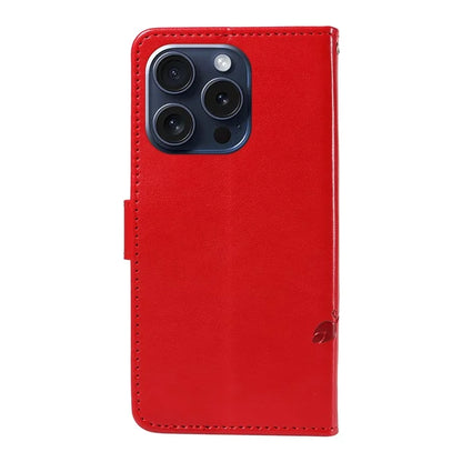 For iPhone 15 Pro Butterfly Flower Leather Cover Wallet Flip Phone Case