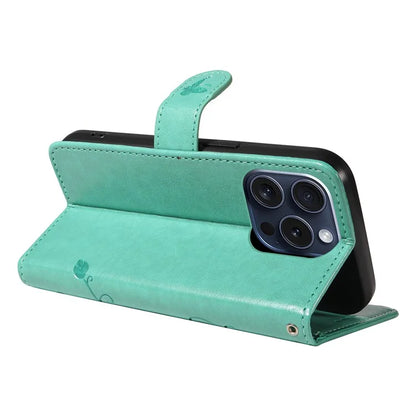 For iPhone 15 Pro Butterfly Flower Leather Cover Wallet Flip Phone Case