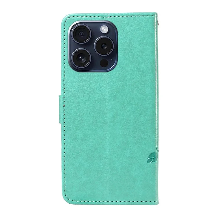 For iPhone 15 Pro Butterfly Flower Leather Cover Wallet Flip Phone Case