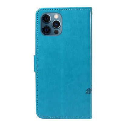 For iPhone 13 Pro Max Butterfly Flower Case PU Leather Protective Phone Cover with Card Slots