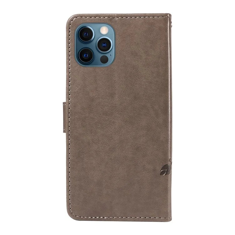 For iPhone 13 Pro Max Butterfly Flower Case PU Leather Protective Phone Cover with Card Slots