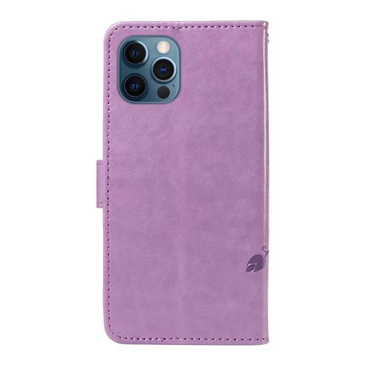 For iPhone 13 Pro Max Butterfly Flower Case PU Leather Protective Phone Cover with Card Slots