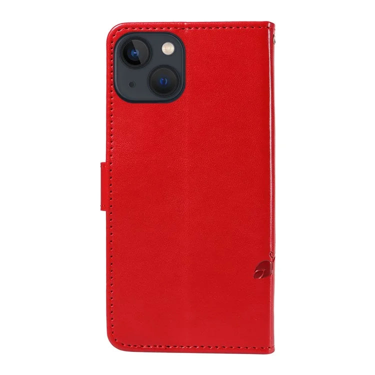 For iPhone 13 Leather Wallet Case Card Slot Holder Stand Butterfly Flower Phone Cover