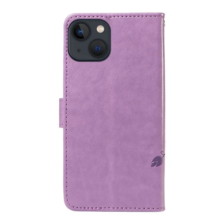 For iPhone 13 Leather Wallet Case Card Slot Holder Stand Butterfly Flower Phone Cover