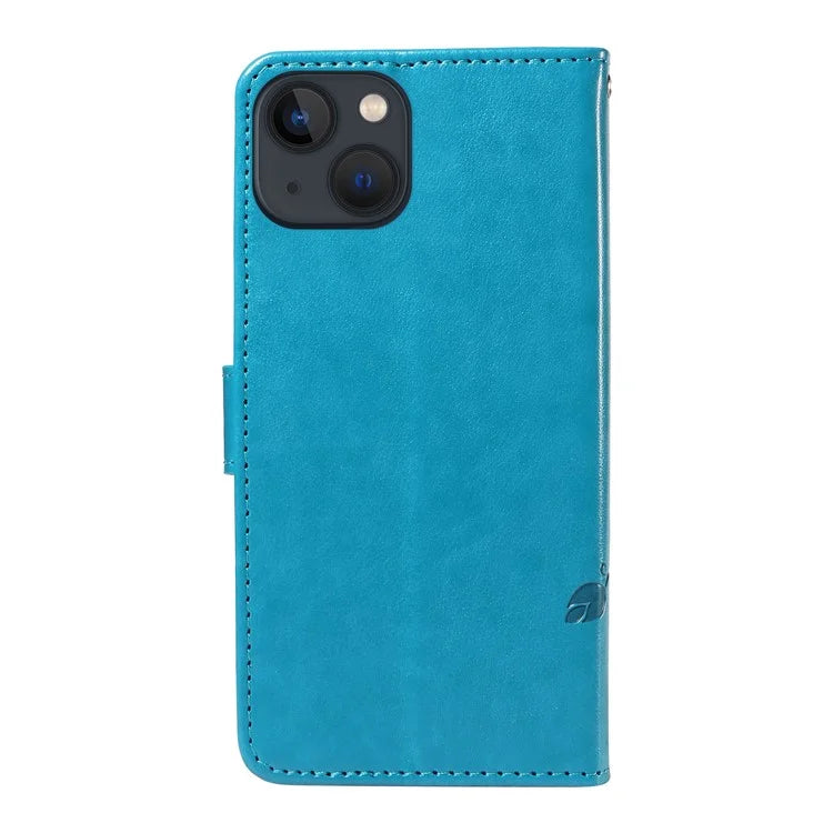 For iPhone 13 Leather Wallet Case Card Slot Holder Stand Butterfly Flower Phone Cover