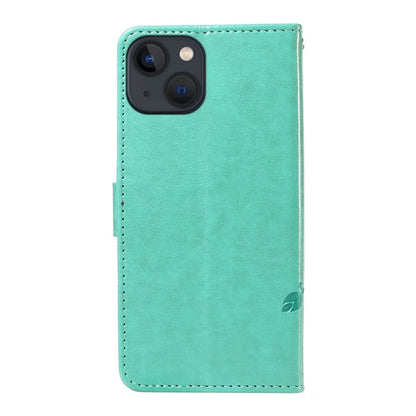 For iPhone 13 Leather Wallet Case Card Slot Holder Stand Butterfly Flower Phone Cover