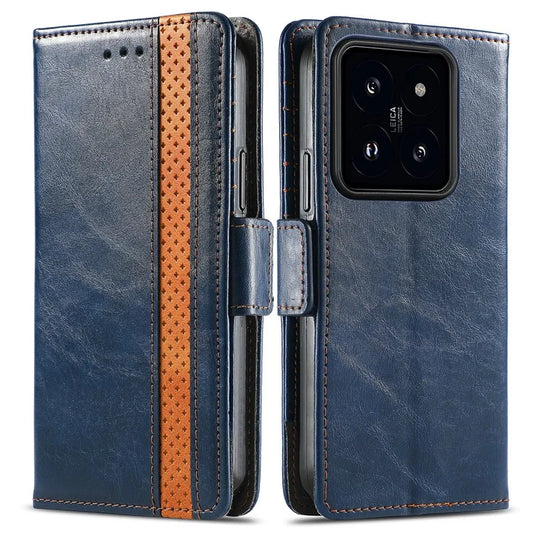 CASENEO 002 Series For Xiaomi 14 Pro Leather Wallet Case RFID Blocking Stand Phone Cover
