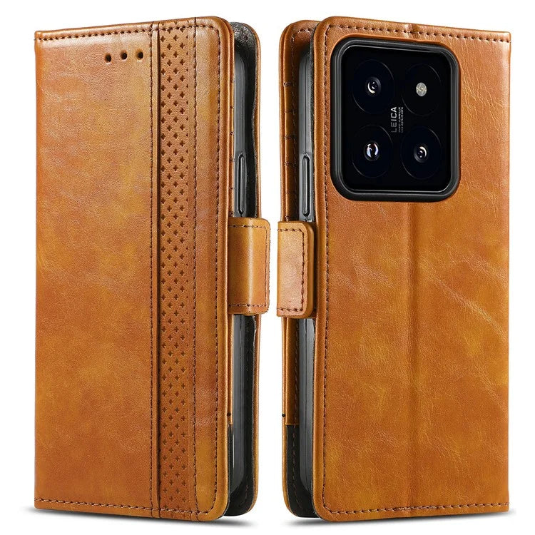 CASENEO 002 Series For Xiaomi 14 Pro Leather Wallet Case RFID Blocking Stand Phone Cover