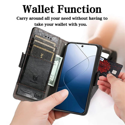 CASENEO 002 Series For Xiaomi 14 Pro Leather Wallet Case RFID Blocking Stand Phone Cover