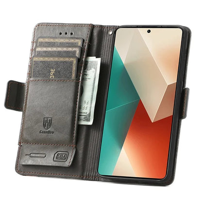 CASENEO 002 Series For Xiaomi Redmi Note 13 5G PU Leather Case with RFID Blocking Flip Wallet Phone Cover
