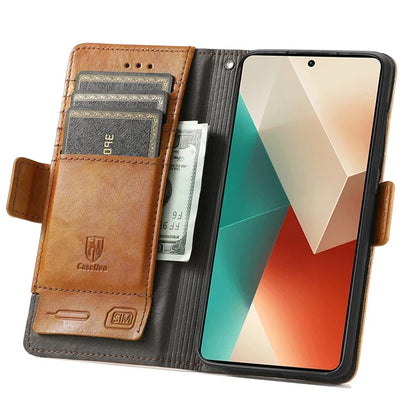 CASENEO 002 Series For Xiaomi Redmi Note 13 5G PU Leather Case with RFID Blocking Flip Wallet Phone Cover
