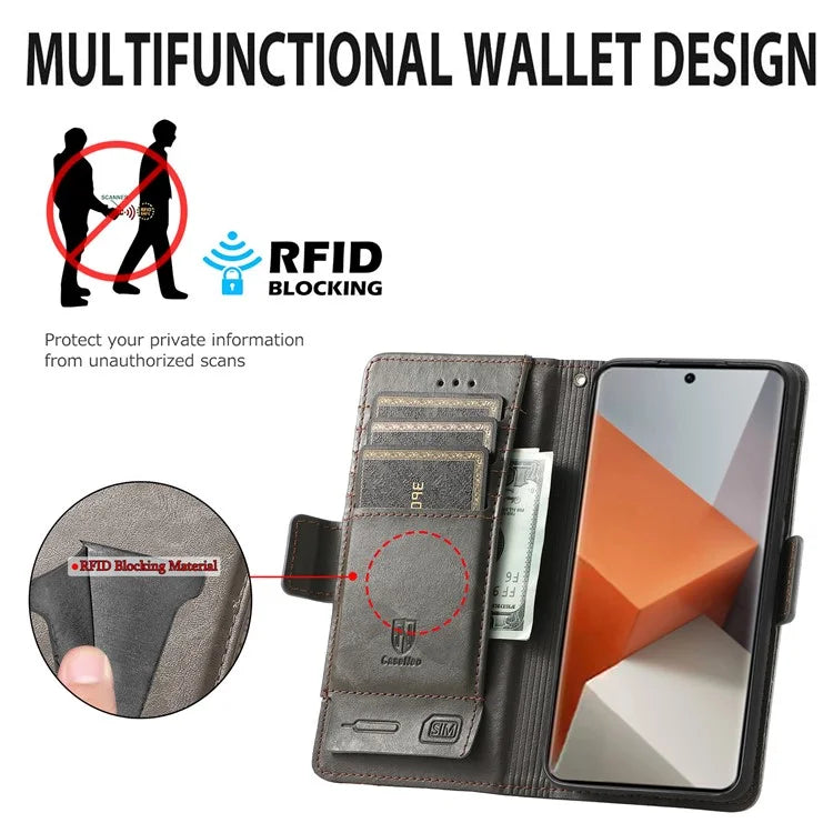 CASENEO 002 Series For Xiaomi Redmi Note 13 Pro+ 5G Case Wallet Stand Flip Phone Cover RFID Blocking