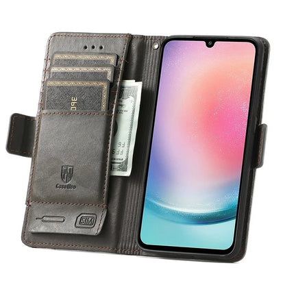 CASENEO 002 Series For Samsung Galaxy A25 5G (Global) (161.0 x 76.5 x 8.3mm) Wallet Case RFID Blocking Stand Leather Phone Cover