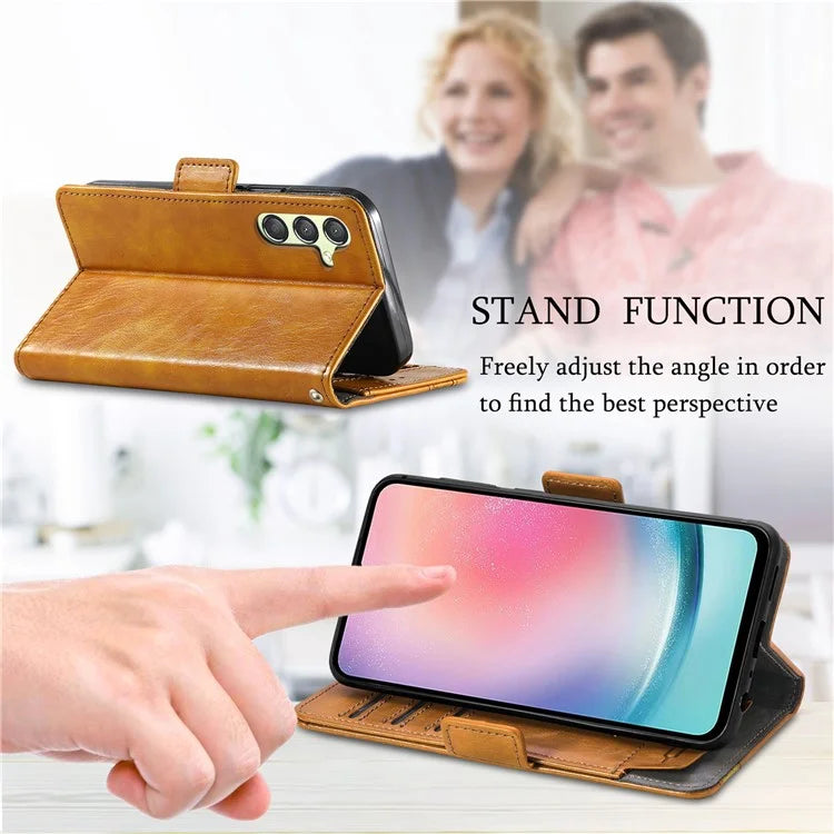 CASENEO 002 Series For Samsung Galaxy A25 5G (Global) (161.0 x 76.5 x 8.3mm) Wallet Case RFID Blocking Stand Leather Phone Cover
