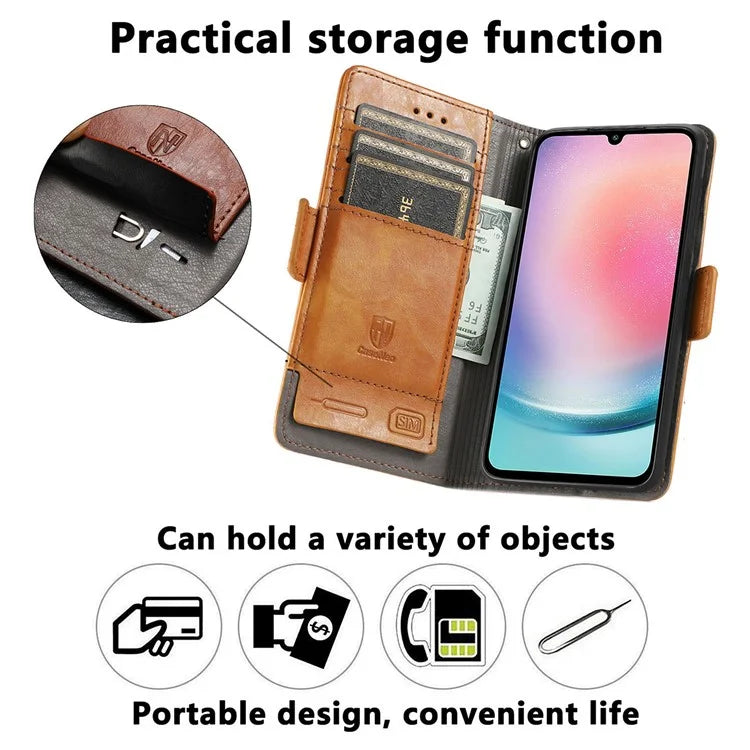 CASENEO 002 Series For Samsung Galaxy A25 5G (Global) (161.0 x 76.5 x 8.3mm) Wallet Case RFID Blocking Stand Leather Phone Cover