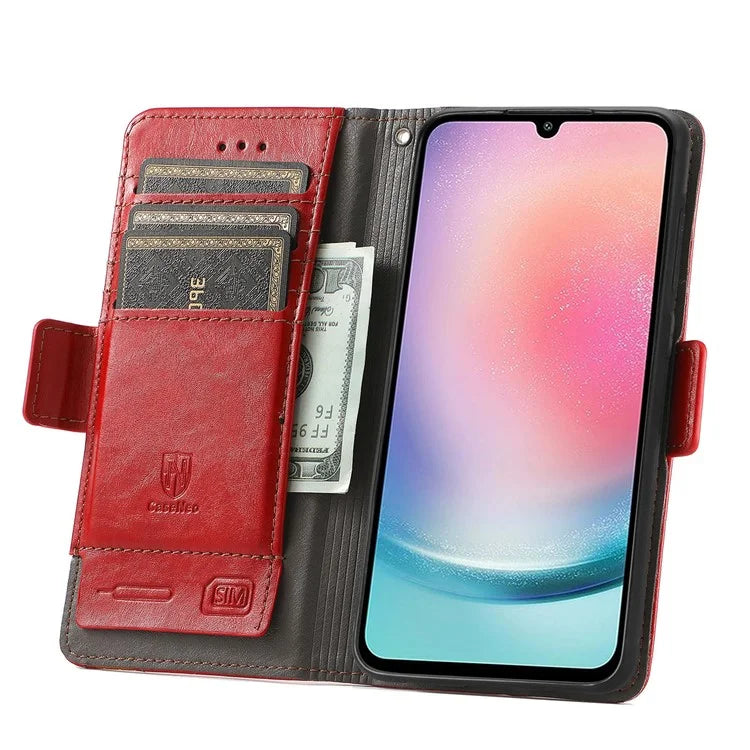 CASENEO 002 Series For Samsung Galaxy A25 5G (Global) (161.0 x 76.5 x 8.3mm) Wallet Case RFID Blocking Stand Leather Phone Cover