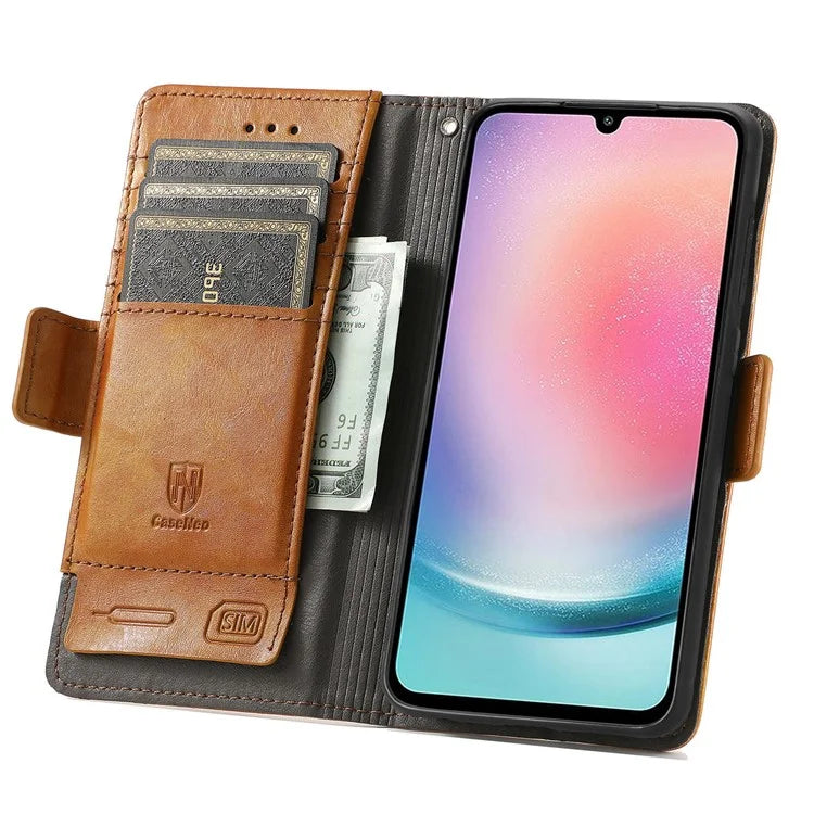 CASENEO 002 Series For Samsung Galaxy A25 5G (Global) (161.0 x 76.5 x 8.3mm) Wallet Case RFID Blocking Stand Leather Phone Cover