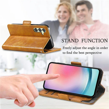 CASENEO 002 Series For Samsung Galaxy A25 5G (Global) (161.0 x 76.5 x 8.3mm) Wallet Case RFID Blocking Stand Leather Phone Cover