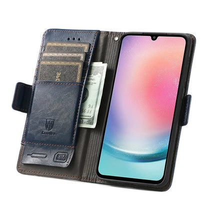 CASENEO 002 Series For Samsung Galaxy A25 5G (Global) (161.0 x 76.5 x 8.3mm) Wallet Case RFID Blocking Stand Leather Phone Cover