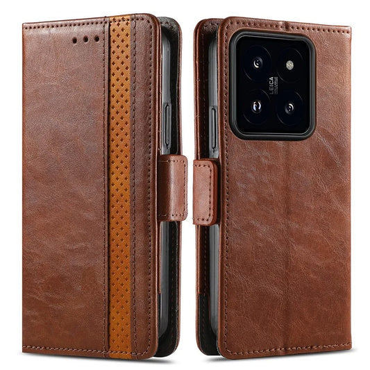 CASENEO 002 Series For Xiaomi 14 RFID Blocking Phone Case PU Leather Shockproof TPU Interior Cover