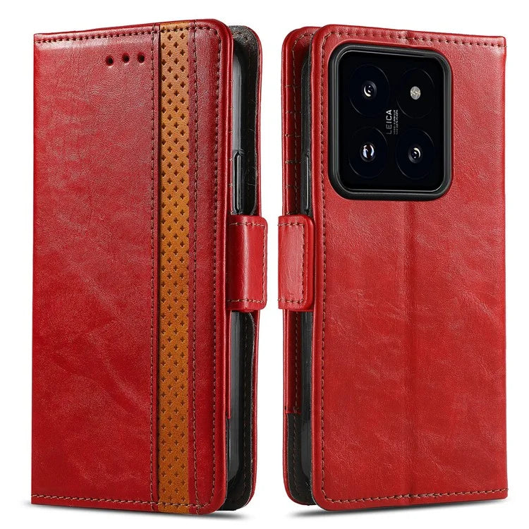 CASENEO 002 Series For Xiaomi 14 RFID Blocking Phone Case PU Leather Shockproof TPU Interior Cover