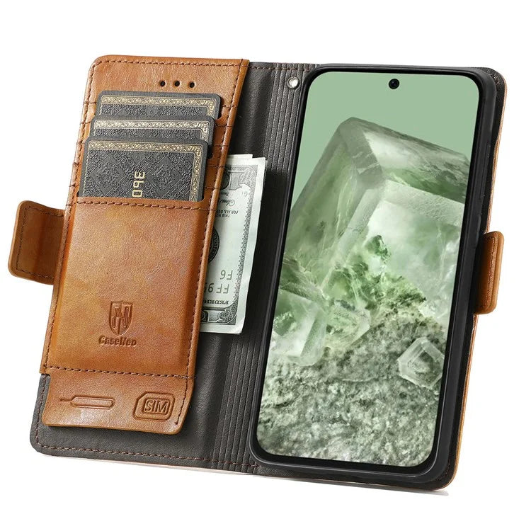 CASENEO 002 Series For Google Pixel 8a Wallet Phone Case RFID Blocking Leather Protection