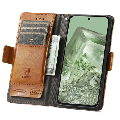 CASENEO 002 Series For Google Pixel 8a Wallet Phone Case RFID Blocking Leather Protection