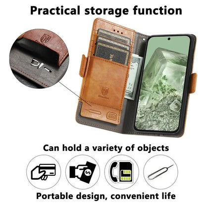 CASENEO 002 Series For Google Pixel 8a Wallet Phone Case RFID Blocking Leather Protection