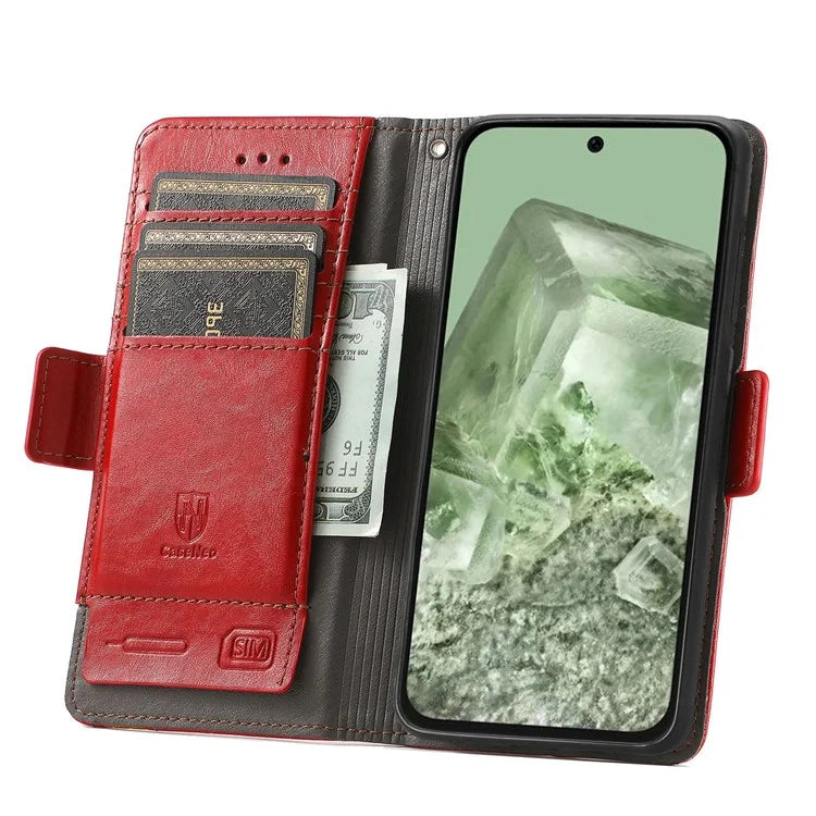 CASENEO 002 Series For Google Pixel 8a Wallet Phone Case RFID Blocking Leather Protection