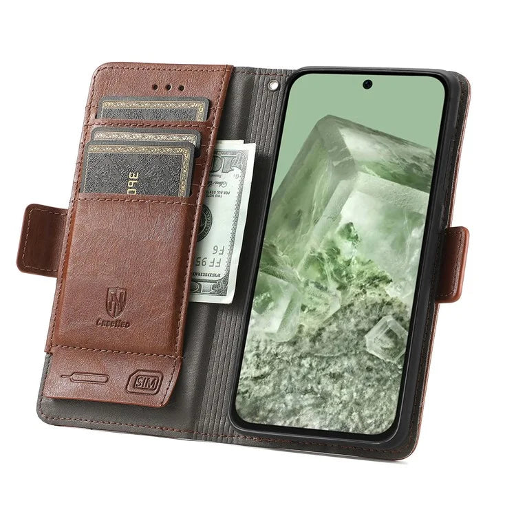 CASENEO 002 Series For Google Pixel 8a Wallet Phone Case RFID Blocking Leather Protection
