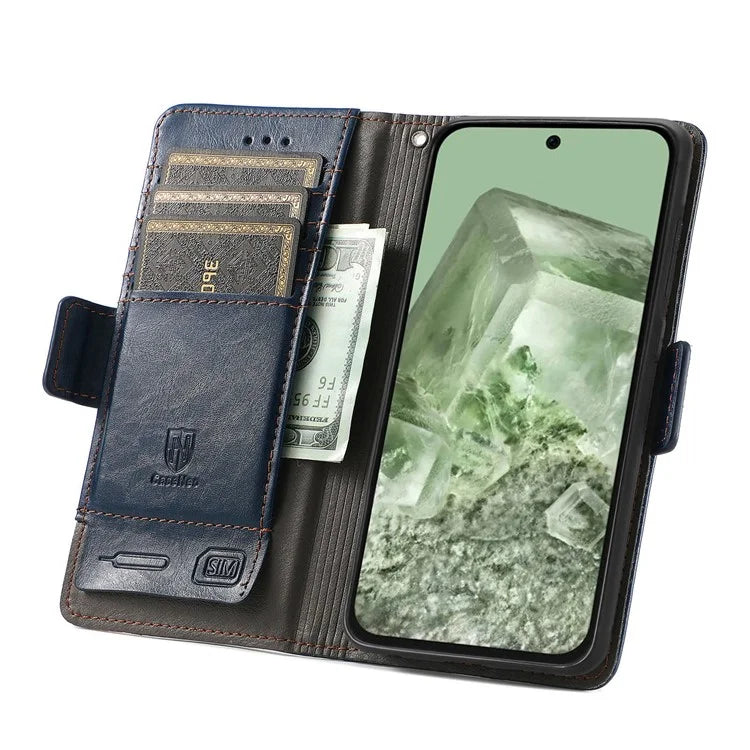 CASENEO 002 Series For Google Pixel 8a Wallet Phone Case RFID Blocking Leather Protection