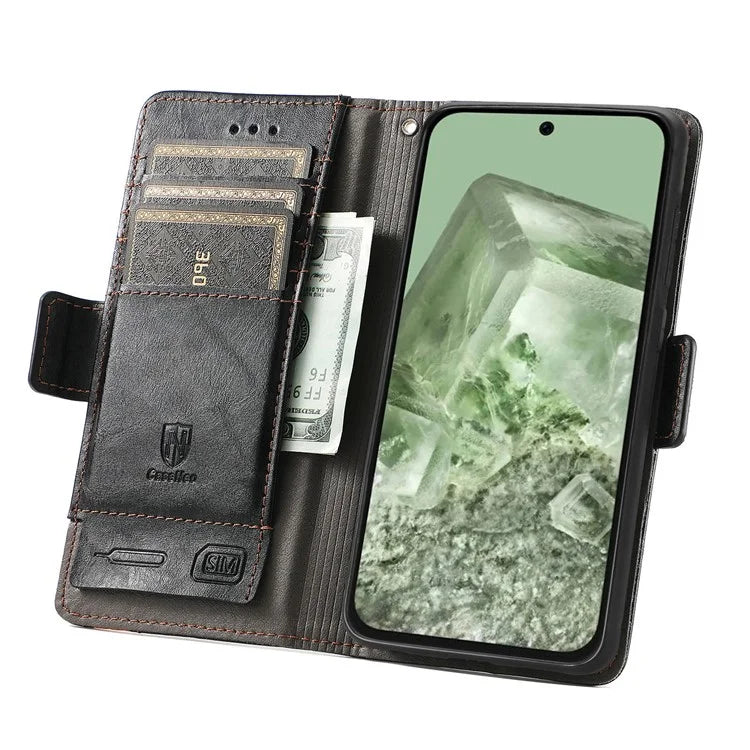CASENEO 002 Series For Google Pixel 8a Wallet Phone Case RFID Blocking Leather Protection