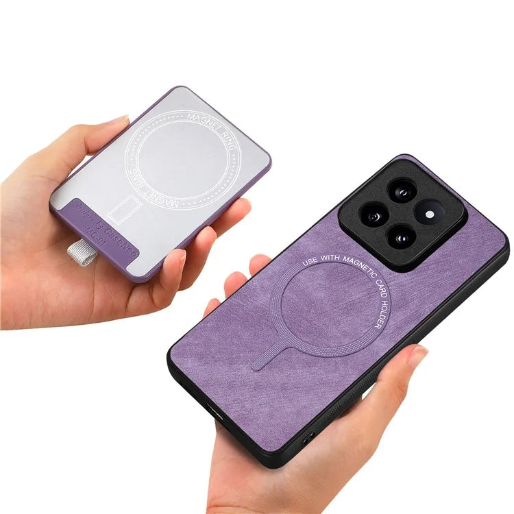 D7 For Xiaomi 14 Pro Ring Kickstand Phone Cover Detachable Magnetic Card Case