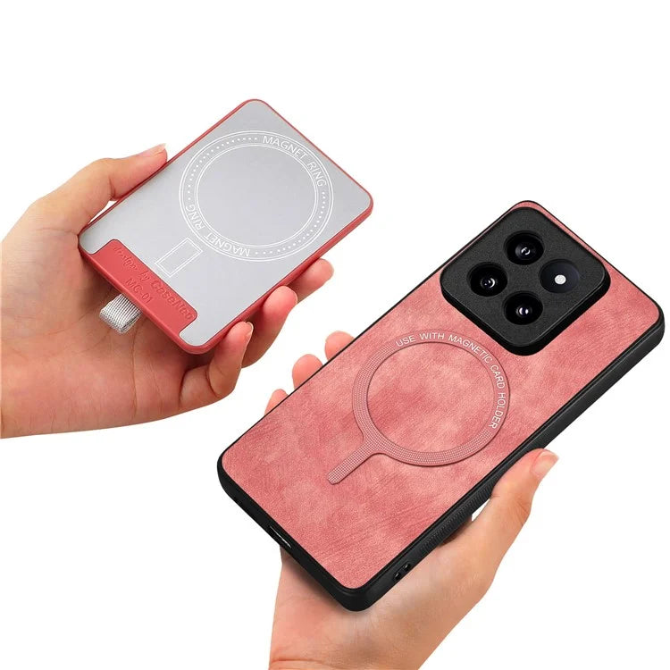 D7 For Xiaomi 14 Pro Ring Kickstand Phone Cover Detachable Magnetic Card Case