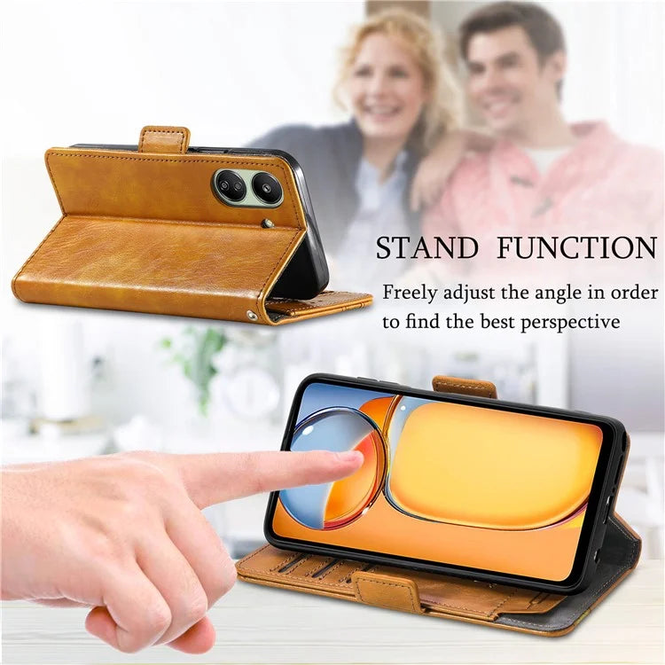 CASENEO 002 Series For Xiaomi Redmi 13C 4G / Poco C65 4G Leather Wallet Case Phone Stand Cover