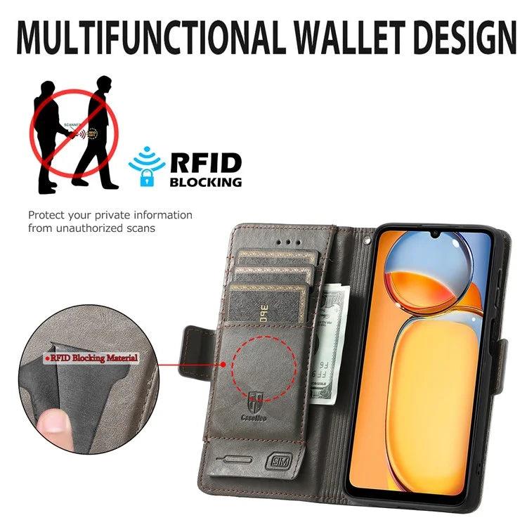 CASENEO 002 Series For Xiaomi Redmi 13C 4G / Poco C65 4G Leather Wallet Case Phone Stand Cover