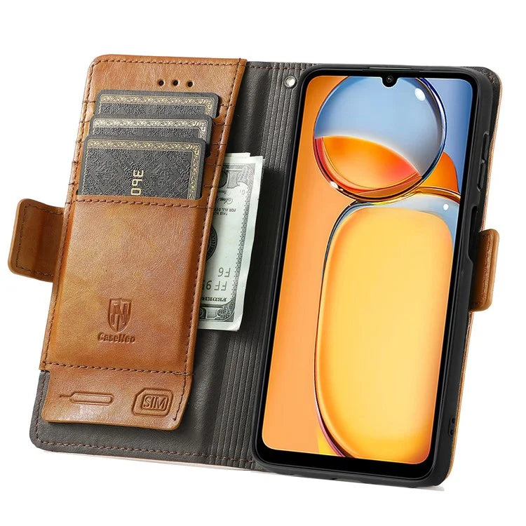 CASENEO 002 Series For Xiaomi Redmi 13C 4G / Poco C65 4G Leather Wallet Case Phone Stand Cover