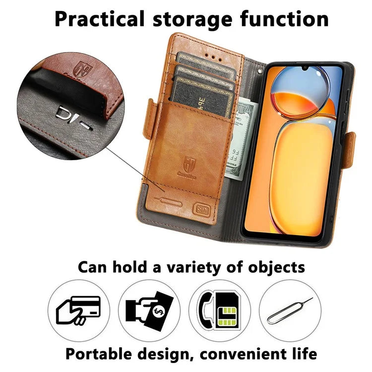 CASENEO 002 Series For Xiaomi Redmi 13C 4G / Poco C65 4G Leather Wallet Case Phone Stand Cover
