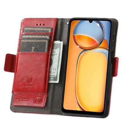 CASENEO 002 Series For Xiaomi Redmi 13C 4G / Poco C65 4G Leather Wallet Case Phone Stand Cover