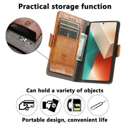 CASENEO 002 Series For Xiaomi Redmi Note 13 Pro 5G / Poco X6 5G / Poco M6 Pro 4G Leather Phone Case RFID Blocking Wallet
