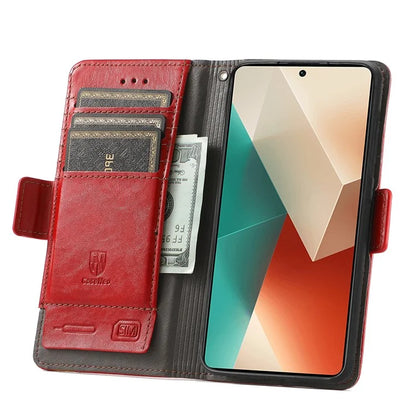CASENEO 002 Series For Xiaomi Redmi Note 13 Pro 5G / Poco X6 5G / Poco M6 Pro 4G Leather Phone Case RFID Blocking Wallet