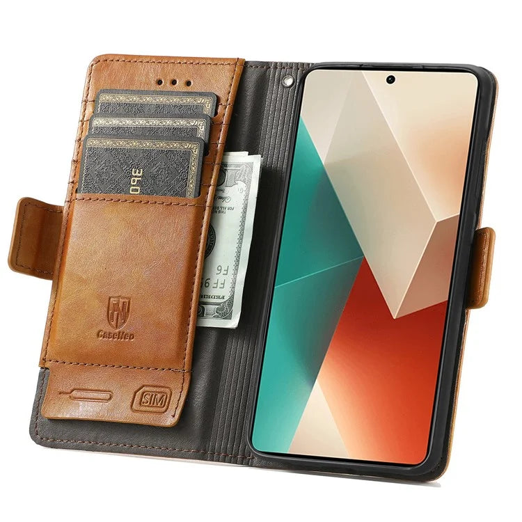 CASENEO 002 Series For Xiaomi Redmi Note 13 Pro 5G / Poco X6 5G / Poco M6 Pro 4G Leather Phone Case RFID Blocking Wallet