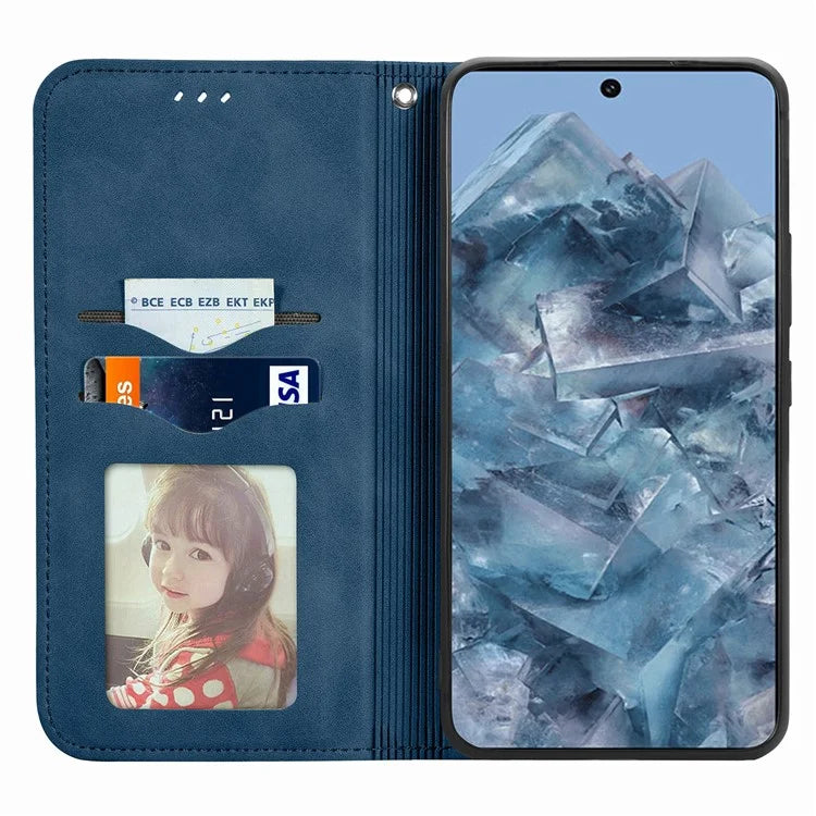 For Google Pixel 8 Pro Skin-Feel Phone Case Leather Cover Card Slots