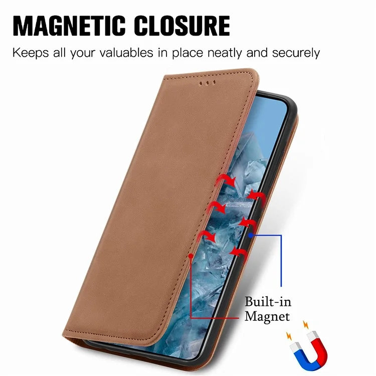 For Google Pixel 8 Pro Skin-Feel Phone Case Leather Cover Card Slots