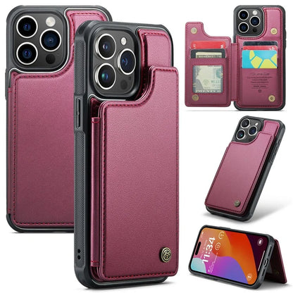CASEME C22 Series Phone Case RFID Blocking Credit Card Holder Kickstand Cover