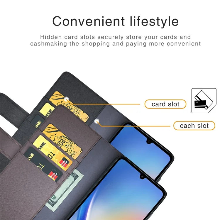 For Samsung Galaxy A35 5G Phone Case Genuine Split Leather Wallet Cover