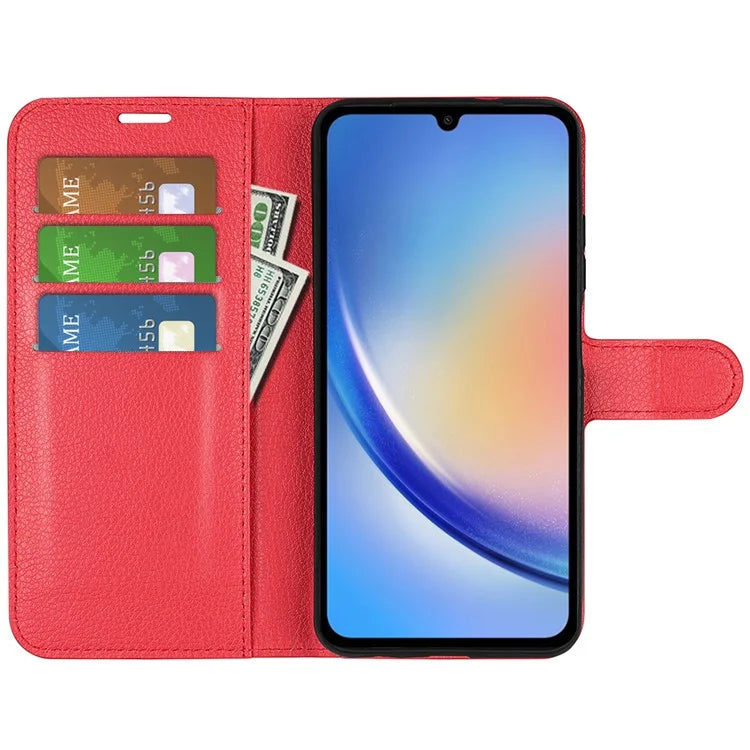 For Samsung Galaxy A35 5G Litchi Texture Wallet Case PU Leather Phone Stand Cover