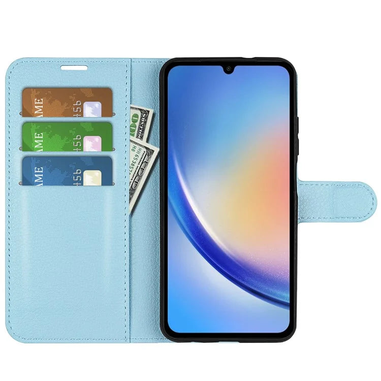 For Samsung Galaxy A35 5G Litchi Texture Wallet Case PU Leather Phone Stand Cover