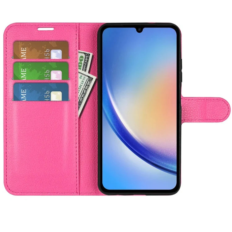 For Samsung Galaxy A35 5G Litchi Texture Wallet Case PU Leather Phone Stand Cover